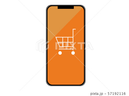 全画面液晶　スマートフォン　ショッピング 　オレンジ 57192116