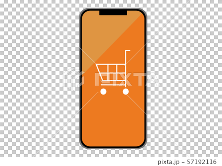 全画面液晶　スマートフォン　ショッピング 　オレンジ 57192116