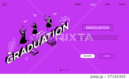 Graduation concept - line design style isometric web banner 57193305