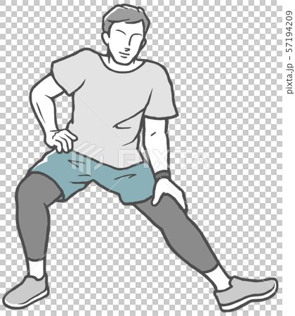 伸脚　男性　ストレッチ　外 57194209