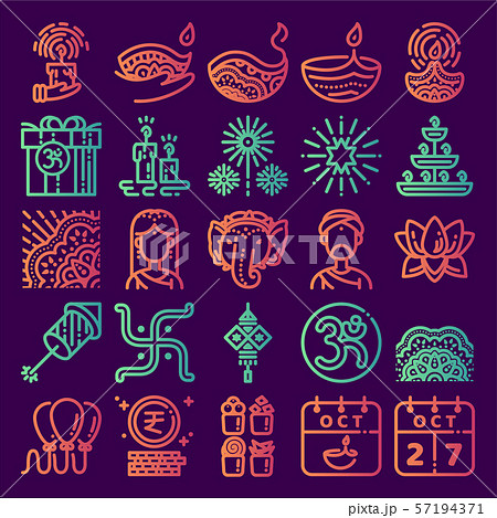 Diwali icon set 57194371
