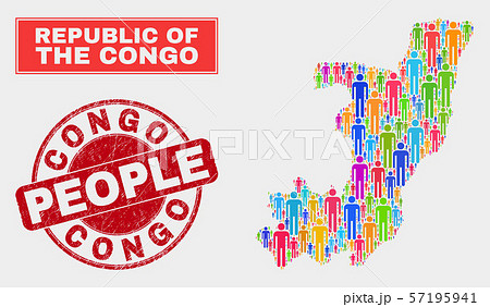 Republic of the Congo Map Population People and Corroded Seal 57195941