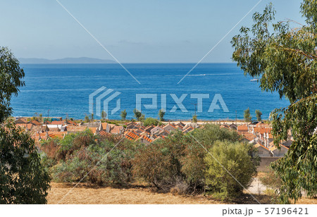 Seascape with cemetery. Ajaccio, Corsica island, Seascape with cemetery. Ajaccio, Corsica island, 57196421
