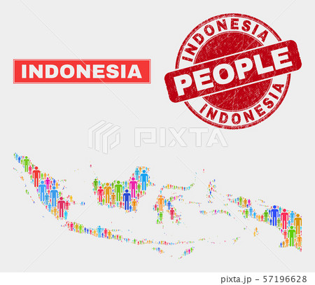 Indonesia Map Population People and Unclean Seal 57196628