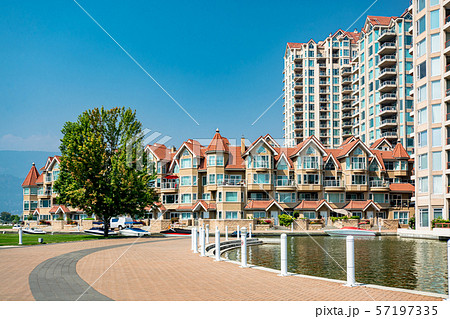 Luxury residential buildings with boat pier at the entrance Luxury residential buildings with boat pier at the entrance 57197335
