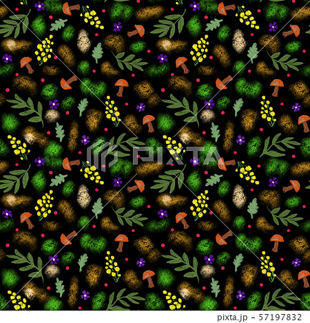 Seamless autumn background with mushrooms, flowers 57197832