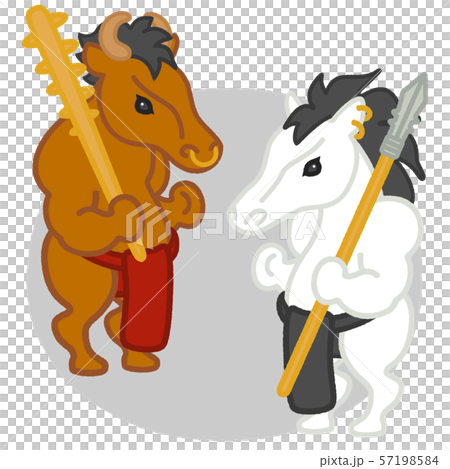 牛頭馬頭 插圖素材 圖庫