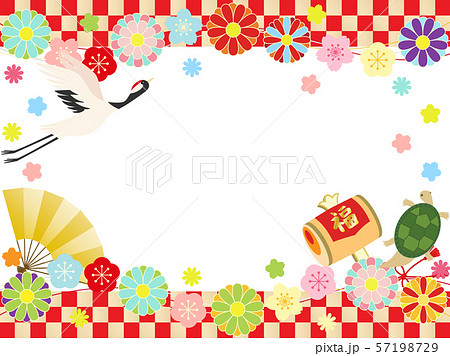 梅と桜と菊28 鶴亀のイラスト素材