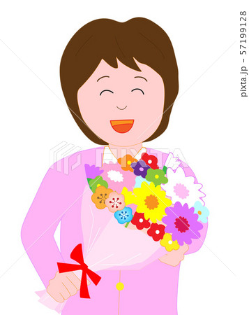 母の日に花束をもらった女性 57199128