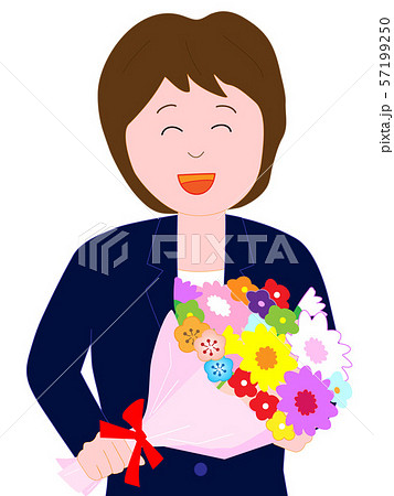 ビジネスウーマンにお祝いの花束が贈られた。 57199250