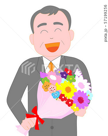 ビジネスマンにお祝いの花束が贈られた。 57199256