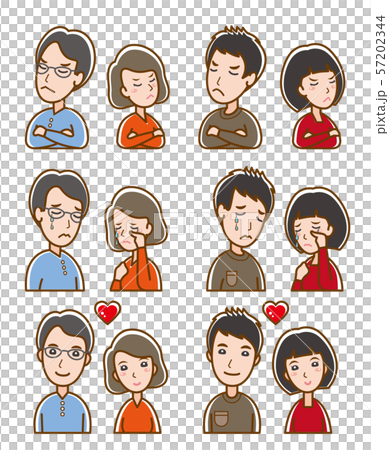 夫婦，表情，例證 57202344