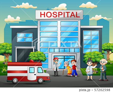 Front side view of hospital on nature background 57202598