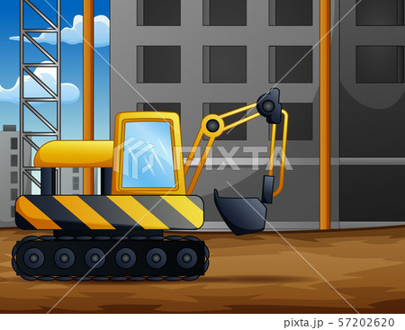 Background of backhoe on construction site 57202620
