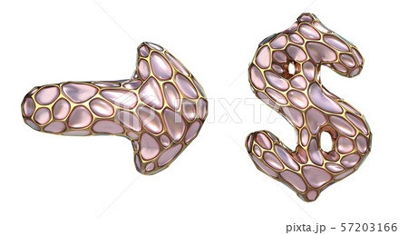 Symbol collection arrow, dollar made of 3d render pink diamond. 57203166