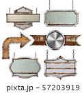 Set of old metal steel sign isolated on white 57203919