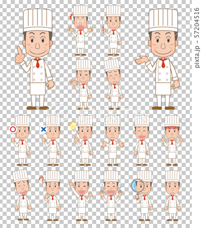 Cook chef western food chef pose middle-aged male facial expression set Cook chef western food chef pose middle-aged male facial expression set 57204516