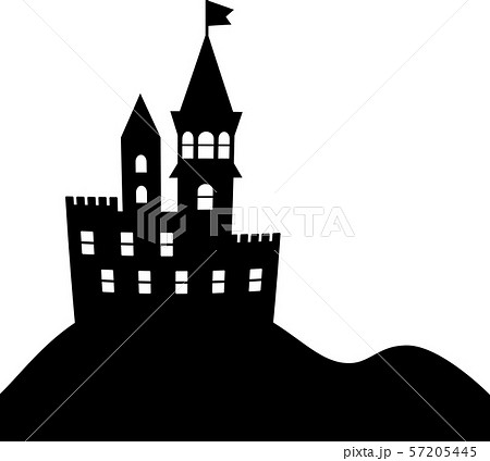 中世ヨーロッパ風のお城のシルエットのイラスト素材