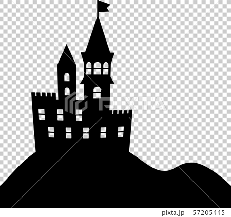 中世ヨーロッパ風のお城のシルエットのイラスト素材