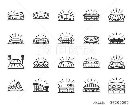 Sports stadium line icon set Sports stadium line icon set 57206096