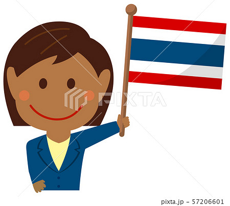 人種と国旗 ビジネスマン 会社員 女性 上半身イラスト タイのイラスト素材