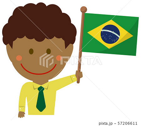 人種と国旗 ビジネスマン 会社員 男性 上半身イラスト ブラジルのイラスト素材