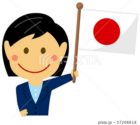 人種と国旗 ビジネスマン 会社員 女性 上半身イラスト 日本のイラスト素材