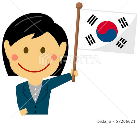 人種と国旗 / ビジネスマン・会社員  女性 上半身イラスト/ 韓国
