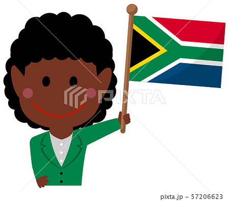 人種と国旗 / ビジネスマン・会社員  女性 上半身イラスト/ 南アフリカ
