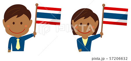 人種と国旗 ビジネスマン 会社員 男女 上半身イラスト タイのイラスト素材