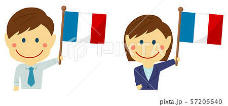人種と国旗 ビジネスマン 会社員 男女 上半身イラスト フランスのイラスト素材