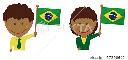 人種と国旗 ビジネスマン 会社員 男女 上半身イラスト ブラジルのイラスト素材