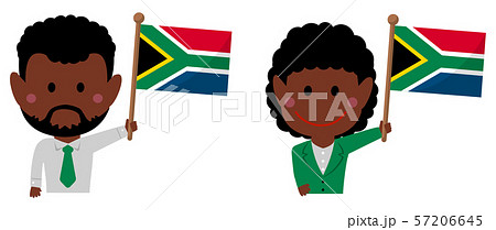 人種と国旗 / ビジネスマン・会社員  男女 上半身イラスト/ 南アフリカ