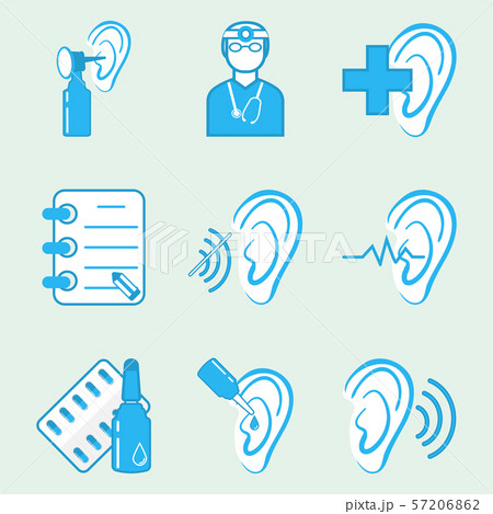 Ear and medicine icons set illustration 57206862