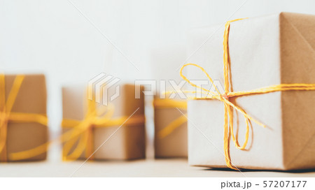 goods delivery beige paper boxes white background 57207177