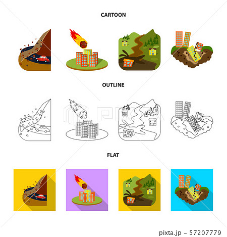 Vector design of weather and distress icon. Collection of weather and crash stock symbol for web. 57207779