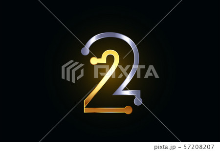 gold and silver metal number 2 for logo icon 57208207