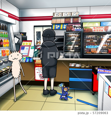 コンビニエンスストアでお買い物（レジ） 57209063