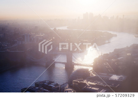 sunrise, London aerial view with Tower Bridge, UK 57209329