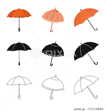 Vector design of protection and closed sign. Set of protection and rainy stock symbol for web. 57210689