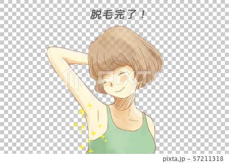 脱毛後の脇をみせる女性 57211318