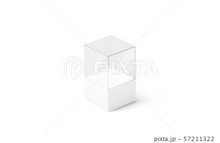 Blank white glass podium cube mockup, isolated, side view Blank white glass podium cube mockup, isolated, side view 57211322