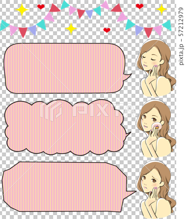 Rough skin acne worried woman speech bubble set 57212979