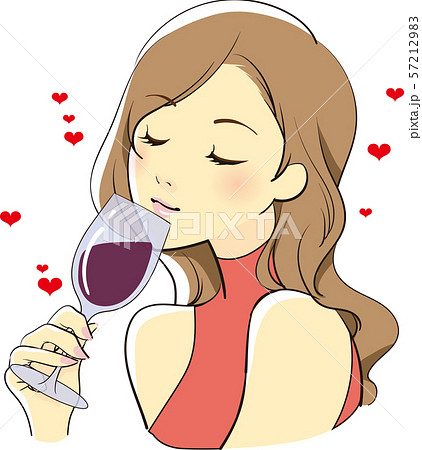 ワイン 飲む 女性のイラスト素材