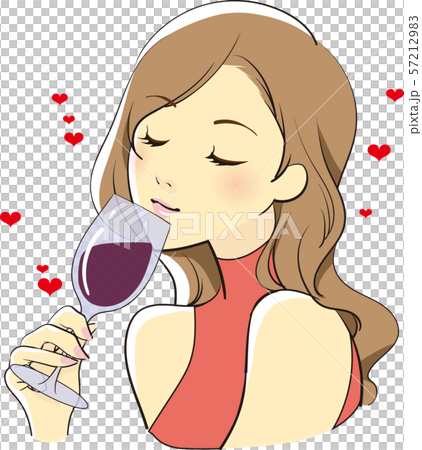 ワイン 飲む 女性のイラスト素材