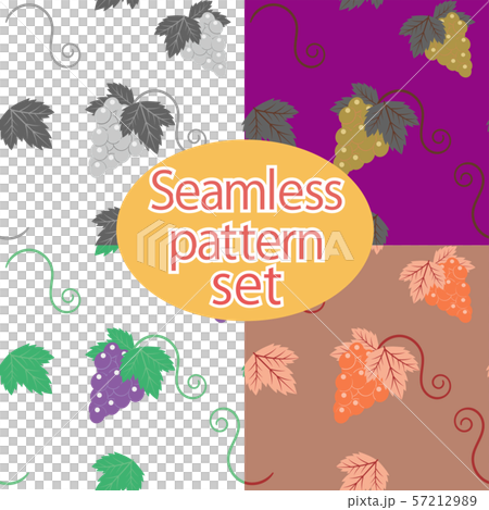 ぶどう　シームレスパターン　セット 57212989