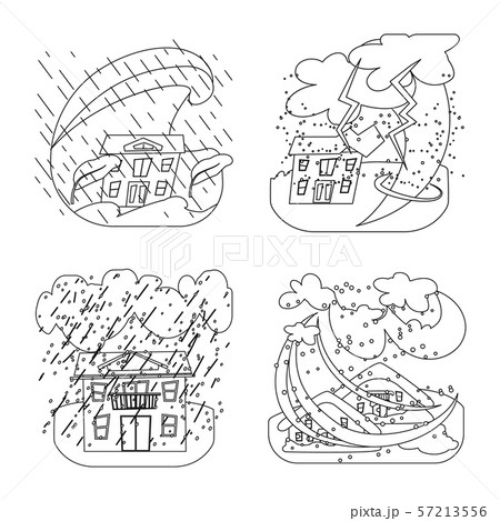 Vector design of cataclysm and disaster symbol. Collection of cataclysm and apocalypse stock symbol 57213556
