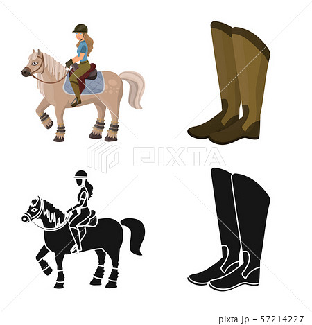 Vector illustration of equipment and riding icon. Set of equipment and competition stock symbol for 57214227