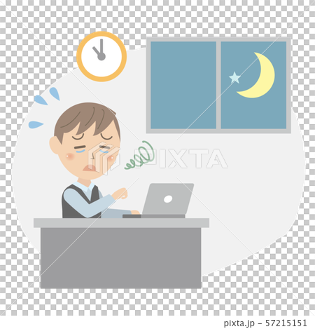 オフィス　働く男性　深夜残業 57215151