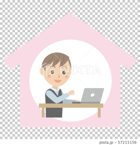 Work style reform Working men working from home Remote work 57215156